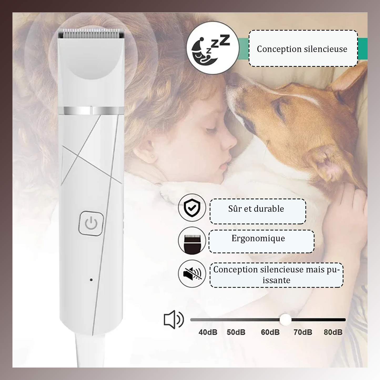 Ensemble de Toilettage pour Animaux 4-en-1 : Lime à Ongles et Tondeuses Électriques pour Chiens, Grignoteuses pour Poils d'Animaux