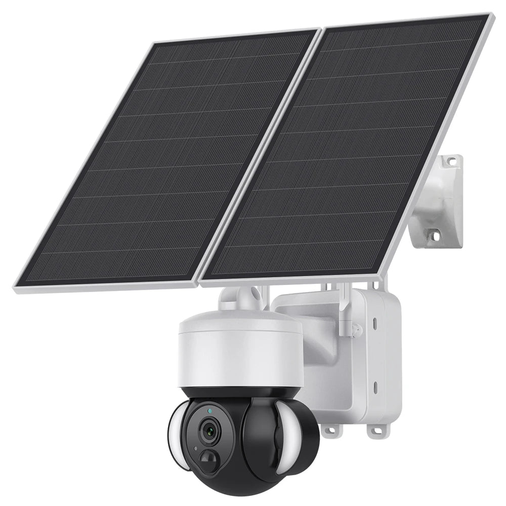 Ubox 3MP Solar Camera with 2.4G Wifi Router, Outdoor Floodlight, PTZ IP Surveillance, Solar Battery Powered Security Camera System