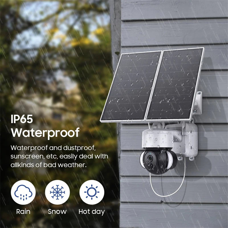 Ubox 3MP Solar Camera with 2.4G Wifi Router, Outdoor Floodlight, PTZ IP Surveillance, Solar Battery Powered Security Camera System