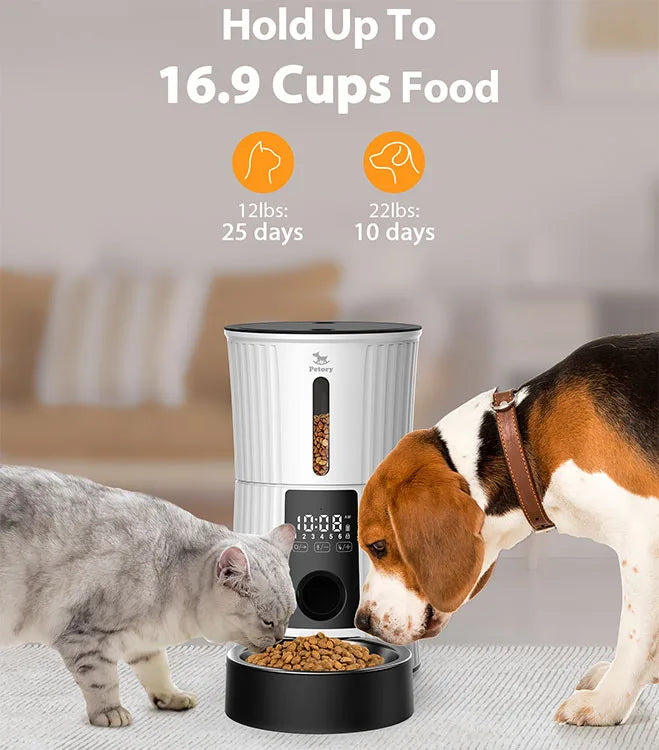 Distributeur Automatique de Nourriture pour Animaux de Compagnie, Modèle Luxueux 2023, Meilleure Vente : Distributeur Intelligent de 4L avec Micro-puce, Alimentation Lente, et Programmation LCD pour 6 Repas