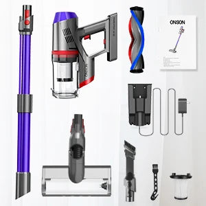 ONSON EV-696 Pro: Cordless Vacuum Cleaner with Telescopic Rod, Brushless with Powerful Suction of 20Kpa and 3 Speeds Rechargeable