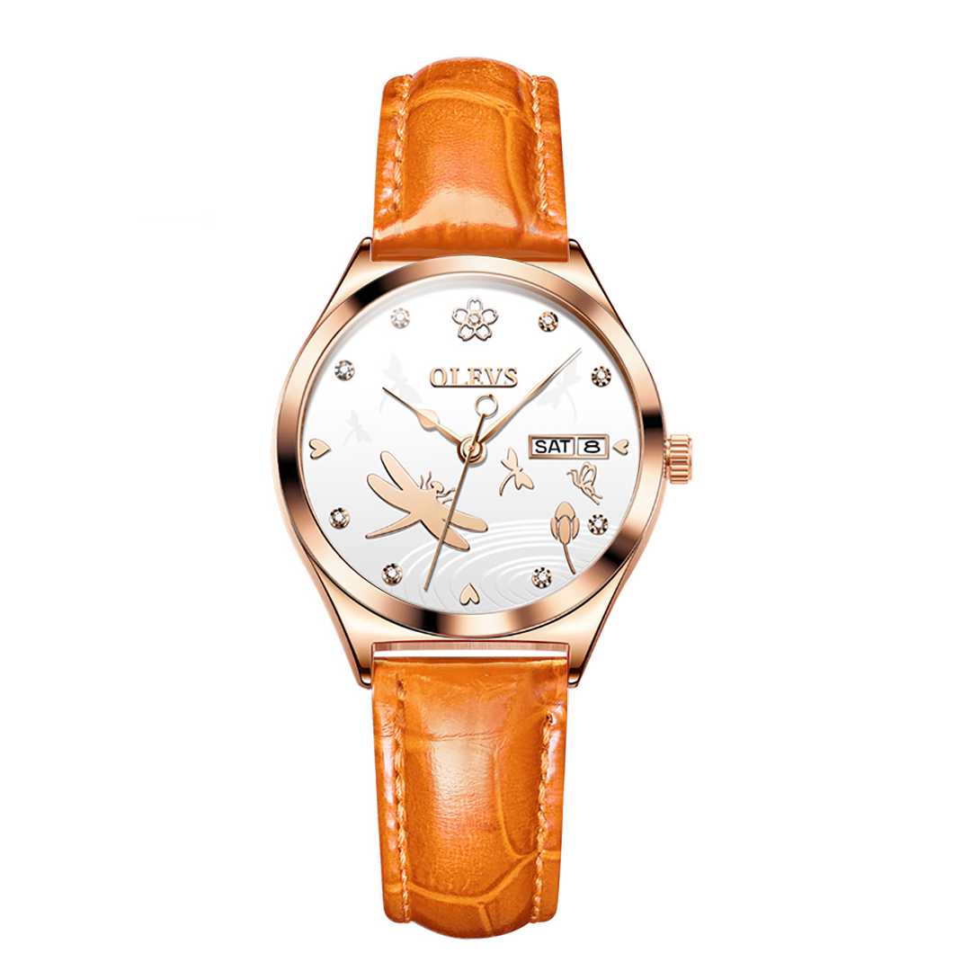 Montre automatique femme motif libellule 50m étanche OLEVS 6611 - YokaShop