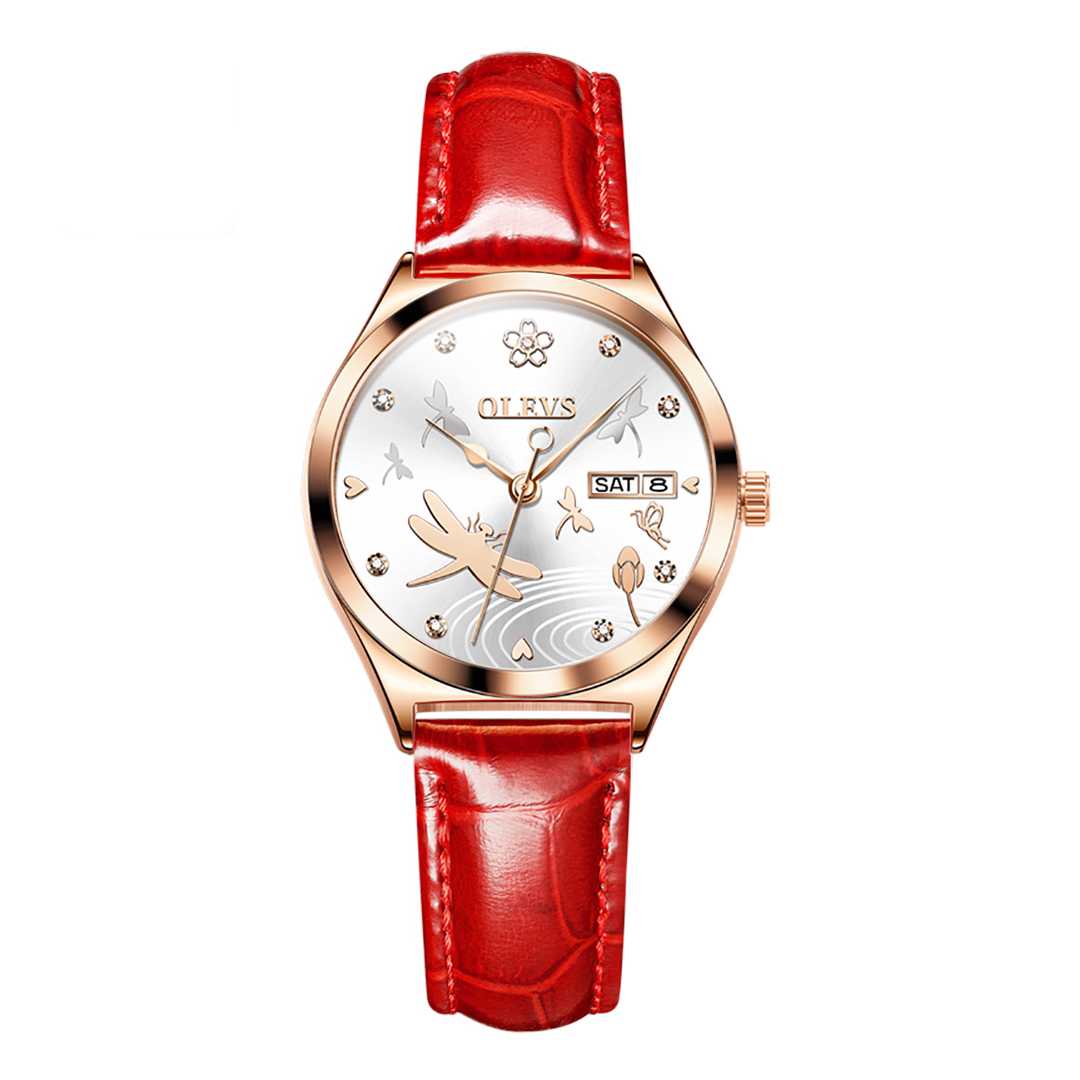 Montre automatique femme motif libellule 50m étanche OLEVS 6611 - YokaShop