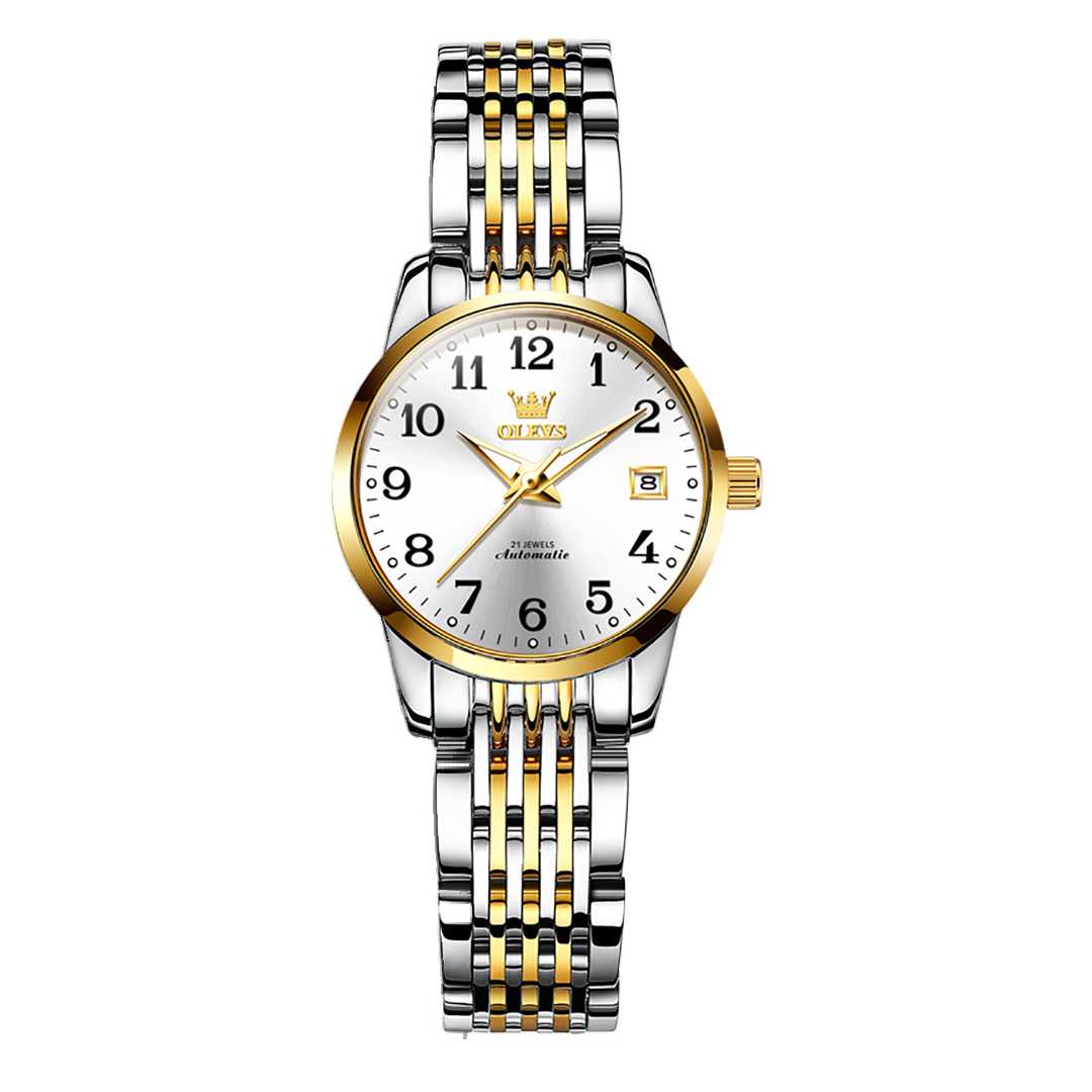 Montres automatiques de luxe grande  dames bracelet en acier inoxydable OLEVS 6666 - YokaShop