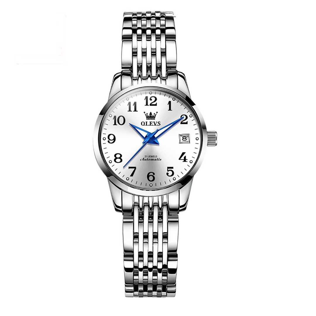 Montres automatiques de luxe grande  dames bracelet en acier inoxydable OLEVS 6666 - YokaShop